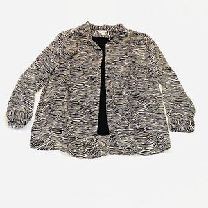 Christopher & Banks Zebra print blouse Womens Extra Large XL black yellow white